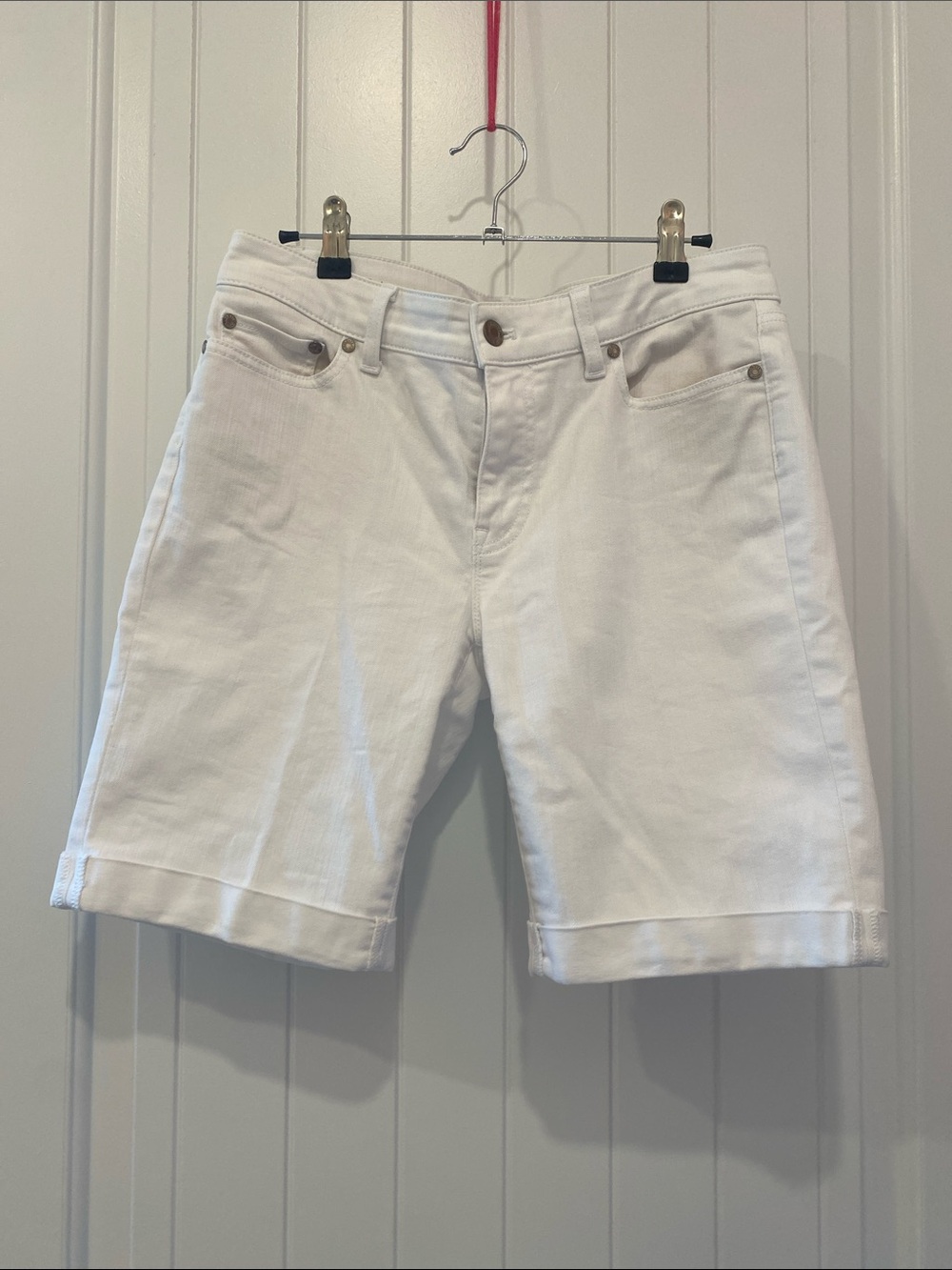 Talbots White Cuffed Denim Bermuda Shorts